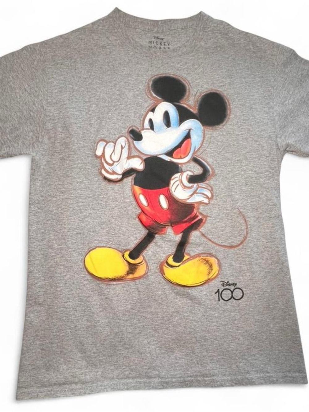 Disney Gray Tee with Classic Mickey 100 Graphic